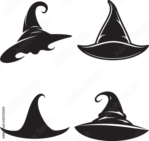 Halloween vector set of witch hats 