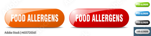 food allergens button. key. sign. push button set