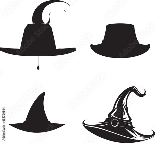 Halloween vector set of witch hats 