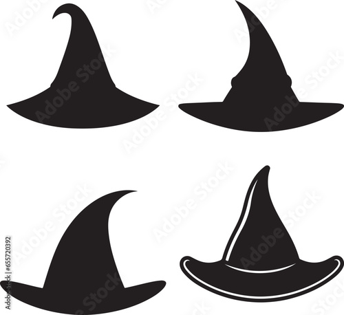 Halloween vector set of witch hats 