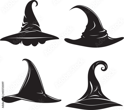 Halloween vector set of witch hats 