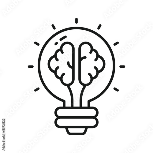 Brain inside lightbulb showing innovative thinking modern concept vector