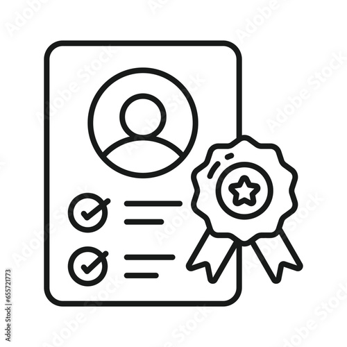 Star badge with page showing concept icon of employee certificate in trendy style, employee of the month