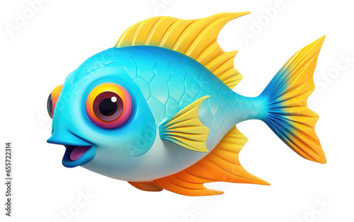 Stunning Yellow and Blue Sunfish Isolated on White Transparent Background.