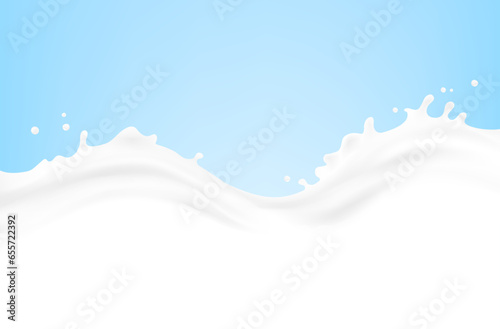 White wave along with drips and splashes. Vector illustration. Can be use for your design. Great for imaging milk, cream and other white liquids. EPS10.