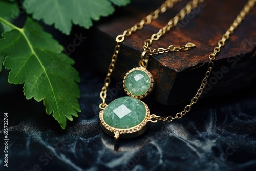 Two necklaces placed on a wooden box. This image can be used for jewelry advertisements or as a background for fashion blogs.