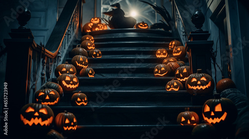 Frightening Ascent: Stairs to Halloween Peril, Generative AI