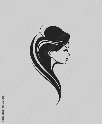 woman face, silhouette of a woman, beauty, logo design, black and white, beauty logo, woman logo, 2d illustration photo