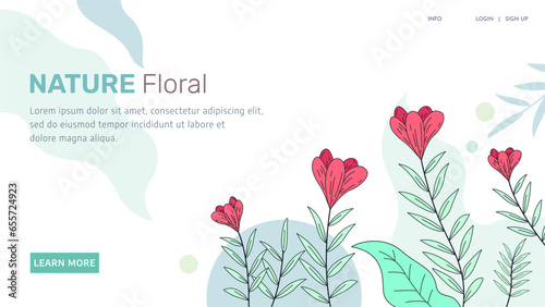website interface design with the concept of nature and plants, leaves and flowers. natural feel website