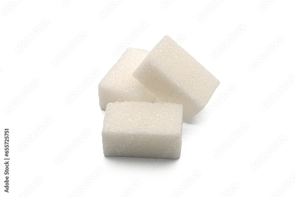 White sugar cubes isolated on white background with shadow White sugar cubes isolated on white background with shadow