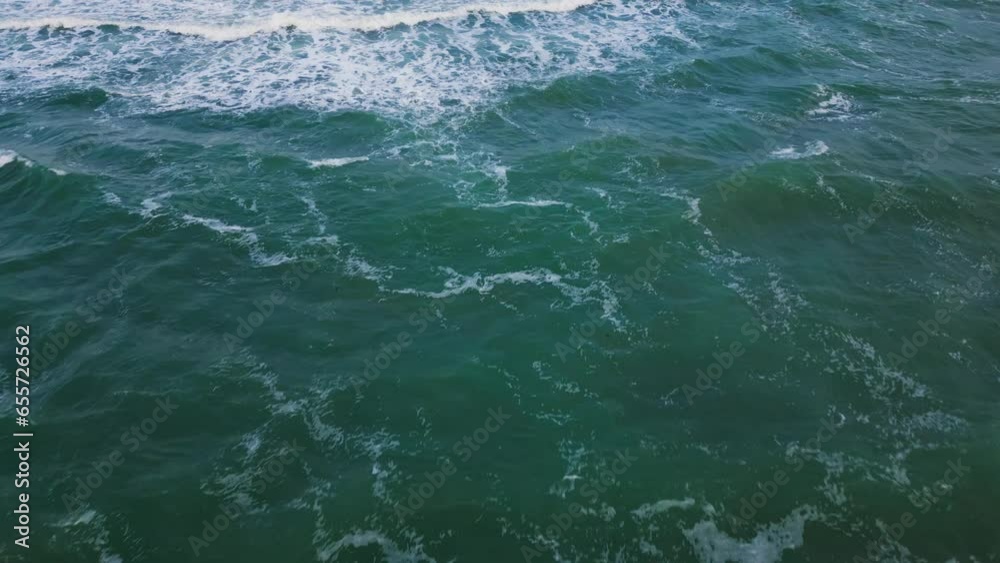 View from a flying drone over a deserted sea coast View from a flying drone over a deserted sea coast