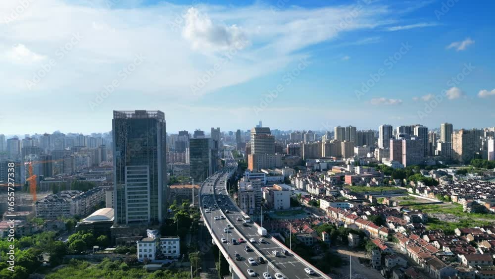 Urban Environment of Yangpu Bridge in Shanghai, China Urban Environment of Yangpu Bridge in Shanghai, China