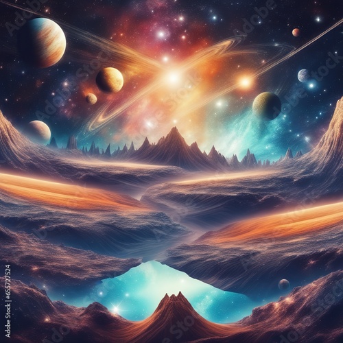 abstract outer space endless nebula galaxy background large view of a colorful dark nebula in space cosmic background with bright shining stars galaxies and a deep universe generative ai