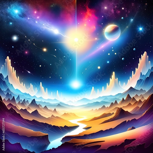 abstract outer space endless nebula galaxy background large view of a colorful dark nebula in space cosmic background with bright shining stars galaxies and a deep universe generative ai