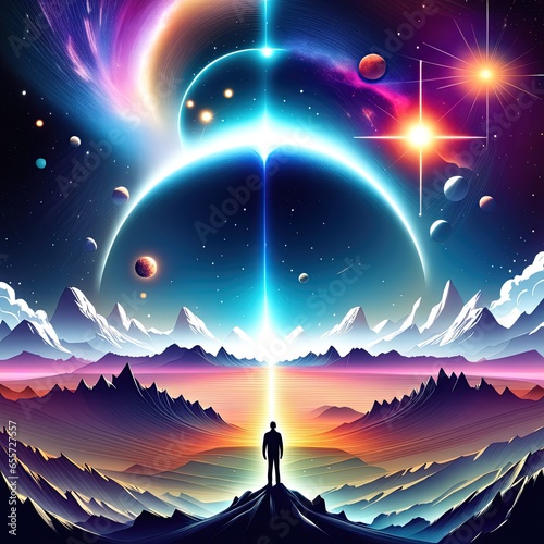 abstract outer space endless nebula galaxy background large view of a colorful dark nebula in space cosmic background with bright shining stars galaxies and a deep universe generative ai