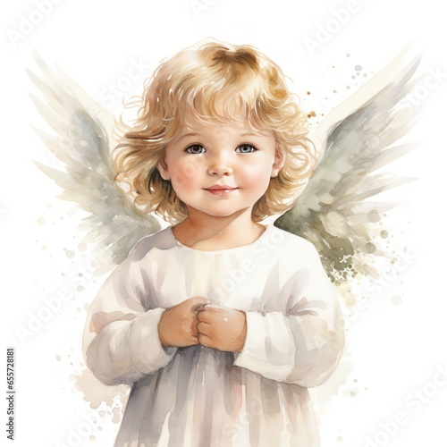 Holiday Wonder Celebrated with Watercolor Clipart of Heavenly Graced Baby Angel for Christmas Designs
