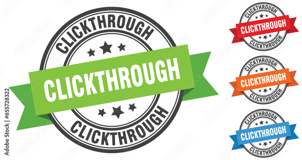 clickthrough stamp. round band sign set. label clickthrough stamp. round band sign set. label