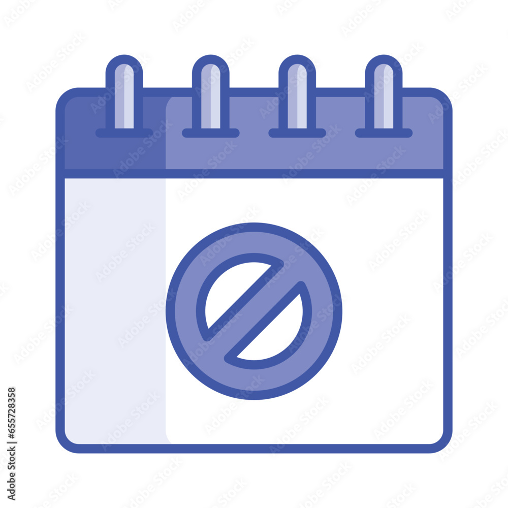 Prohibited sign on calendar, vector of prohibited or block Prohibited sign on calendar, vector of prohibited or block