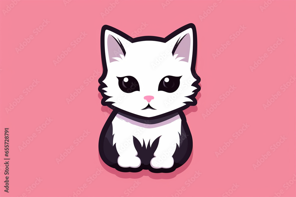 vector sticker design, a cat