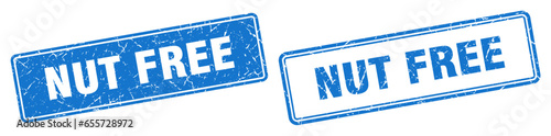 nut free stamp set. nut free square grunge sign