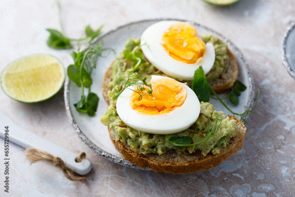 Healthy avocado toast with egg Healthy avocado toast with egg