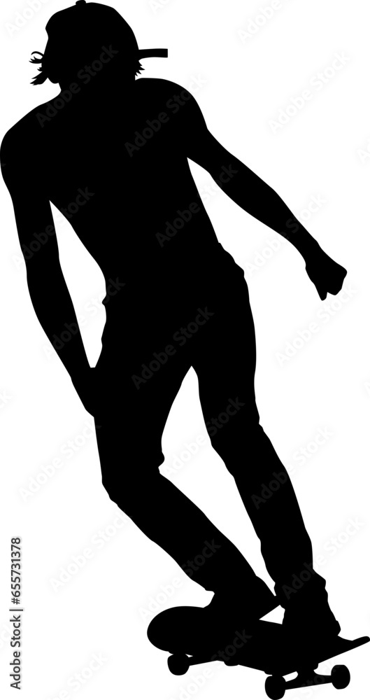 Obraz premium Black silhouettes of skateboarders 