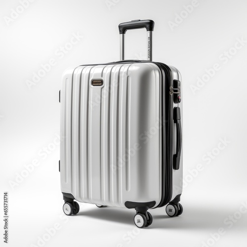 Full View Rolling Suitcaseon A Completely , Isolated On White Background, For Design And Printing