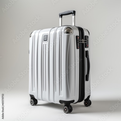 Full View Rolling Suitcaseon A Completely , Isolated On White Background, For Design And Printing