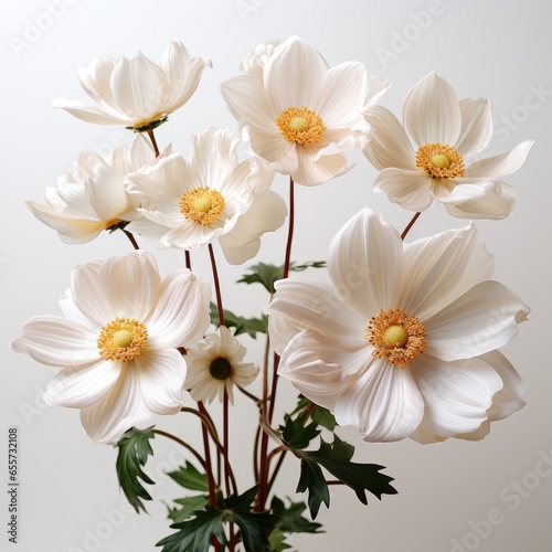 Full View Wild Anemone Anemone Spp.On , Isolated On White Background, For Design And Printing