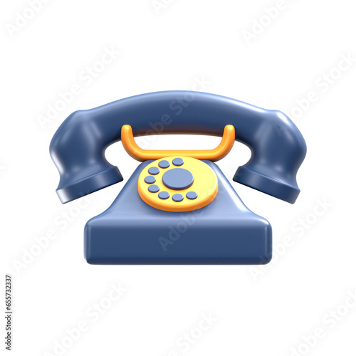 3d telephone icon, 3d render illustration