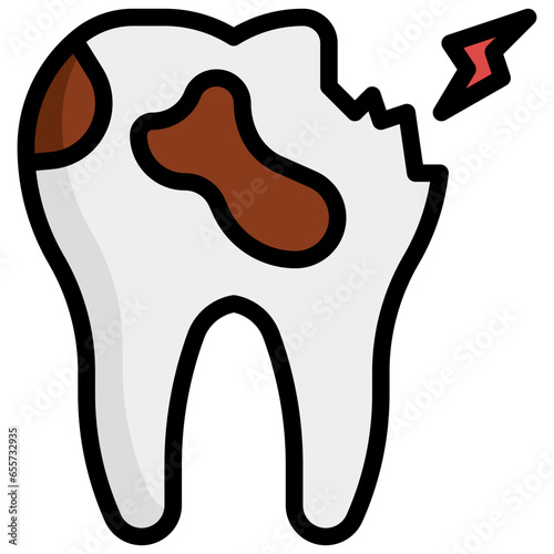 tooth decay filled outline icon,linear,outline,graphic,illustration