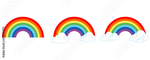 Colorful rainbow with and without clouds, vector illustration rainbow icon on white background eps10