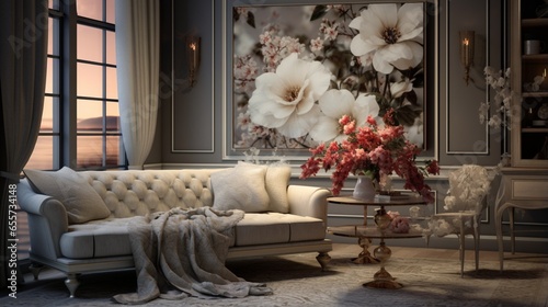 Living Room Beauty: Flowers and Knitted Panel Enhancements