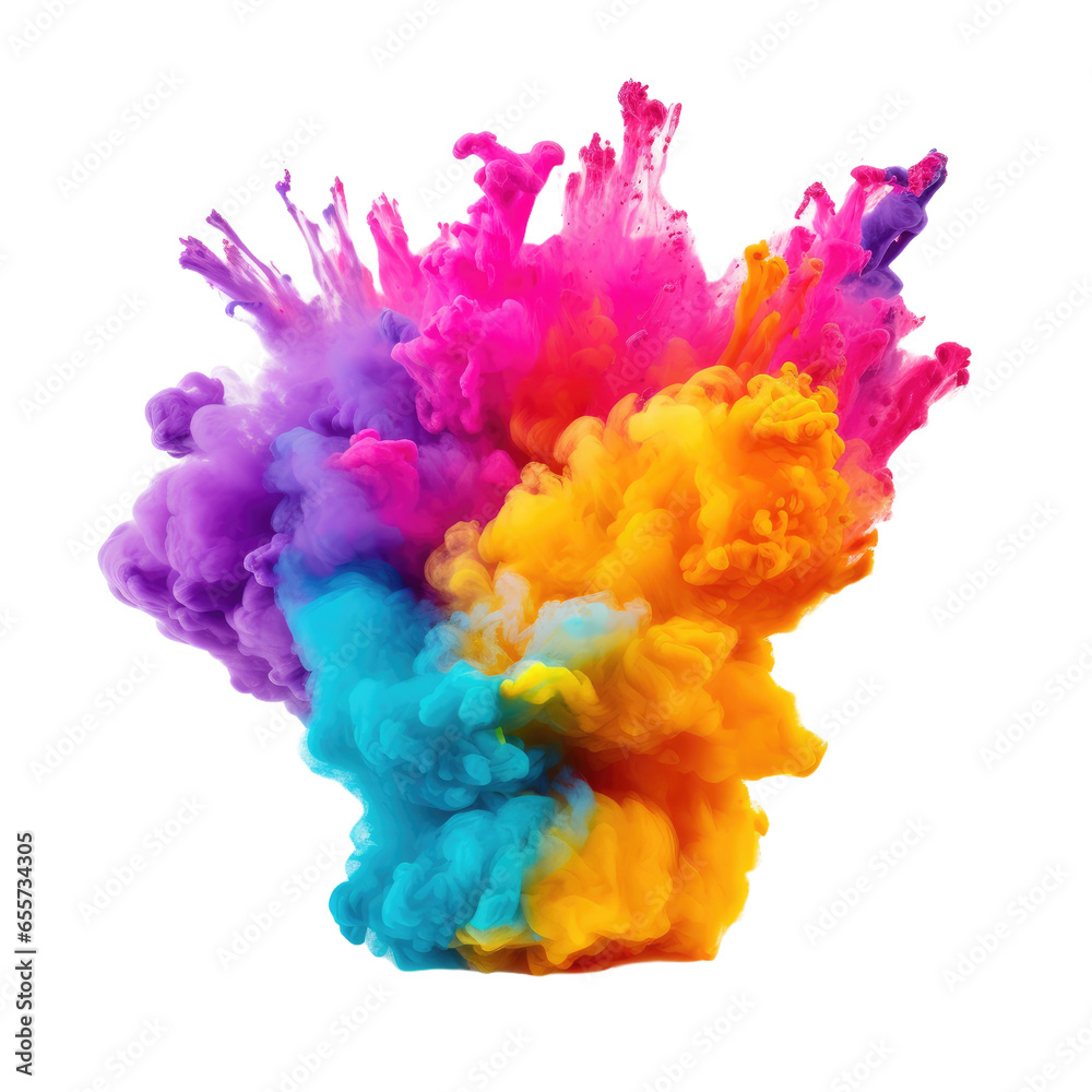 Colored colourful explotion on transparent background