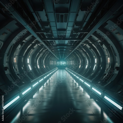 futuristic 3 d tunnel.cyberpunk tunnel.modern corridor tunnel.deserted tunnel neon light.