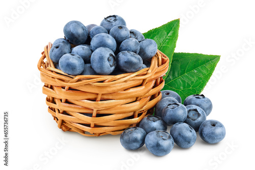 Wallpaper Mural blueberry in wicker basket isolated on white background Torontodigital.ca