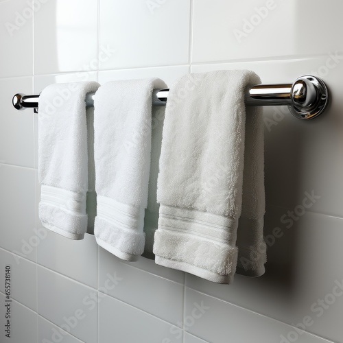 Full View Towel Bar On A Completely , Isolated On White Background, For Design And Printing