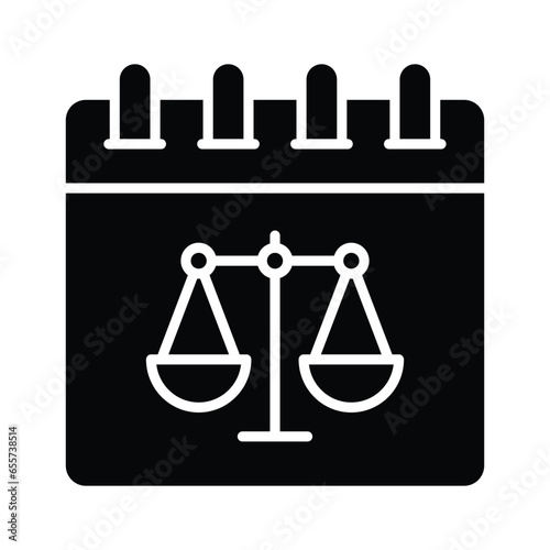 Balance scale on calendar concept vector of law, constitution day icon design
