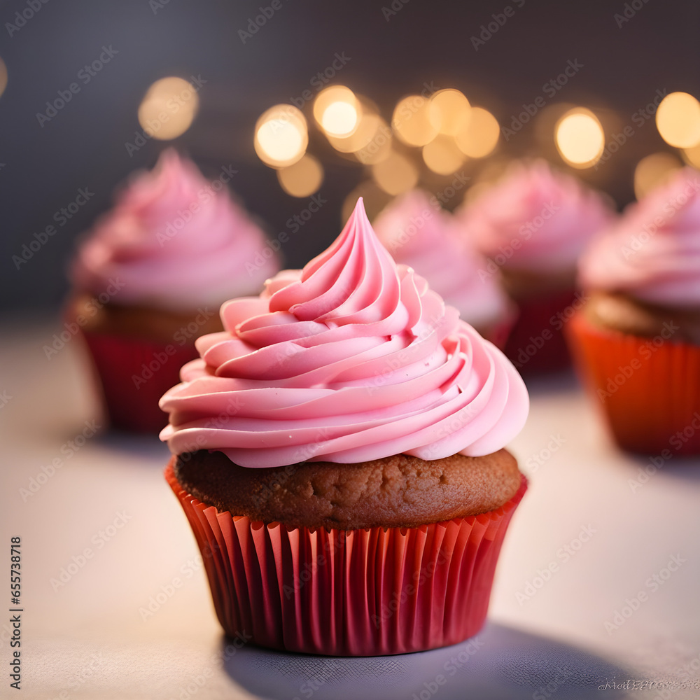 cupcake with pink icing cupcake with pink icing