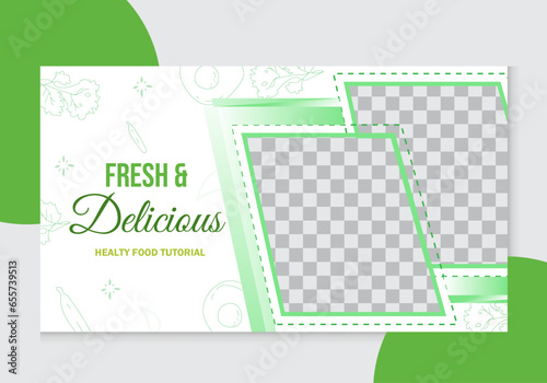 Creative Food YouTube thumbnail template for Fresh and delicious food menu YouTube thumbnail design and web banner template