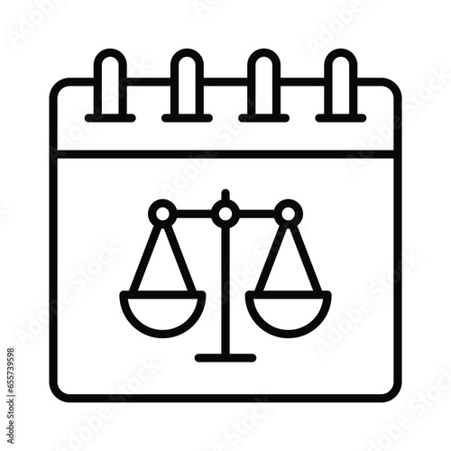 Balance scale on calendar concept vector of law, constitution day icon design