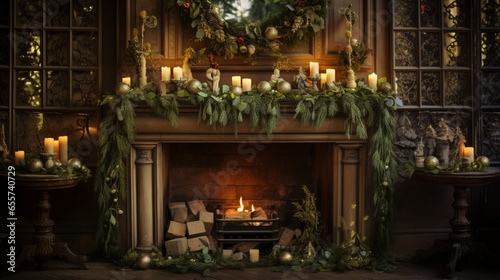Christmas-Inspired Candle Holders and Handcrafted Garlands Transform Indoor Setting