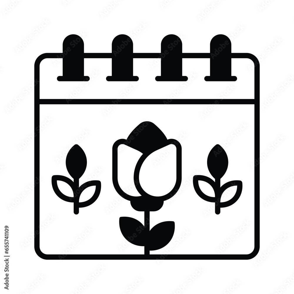 Flower On Calendar Denoting Concept Vector Of Spring Calendar In flower-on-calendar-denoting-concept-vector-of-spring-calendar-in