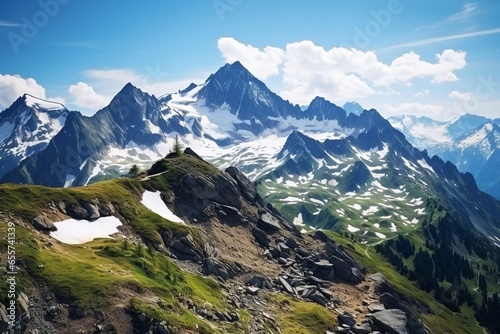 a landscape photo of the Mount Alps  sunny weather. Ultra wide shot  wide angle lens  beautiful  breath taking