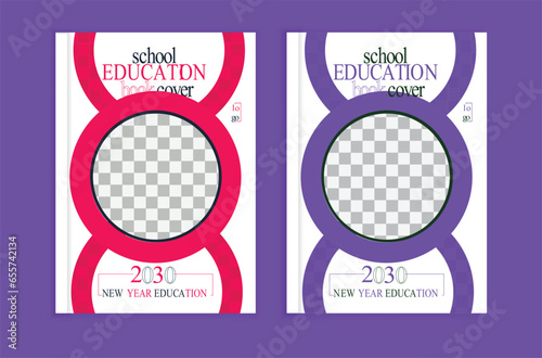 Minimal international school annual report design with two colors presentation