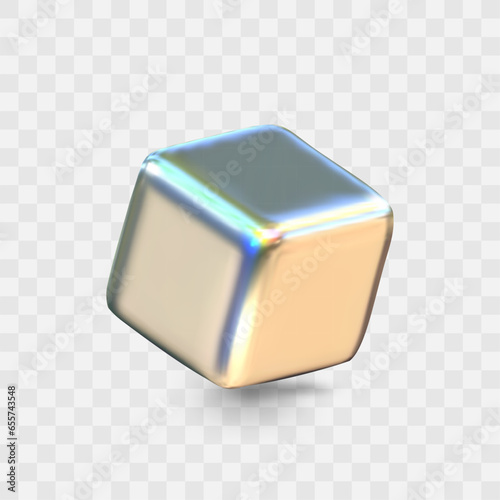 Vector graphics of glossy holographic cube