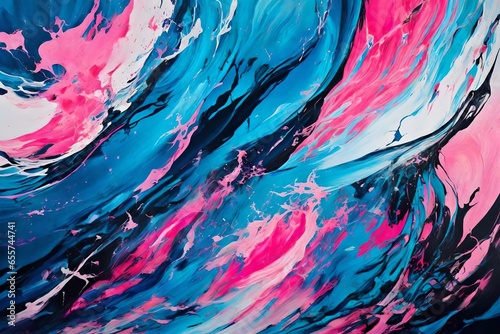 Abstract art painting in blue and pink colors  creative hand painted background  fragment of acrylic painting on canvas  marble texture  liquid artwork  abstract ocean. Modern art.