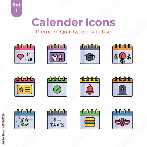 Get your hold on this beautifully designed calendar vectors set, ready for premium download