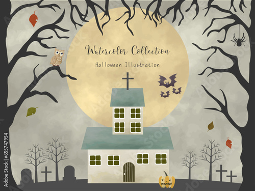 ちょっろ不気味だけどかわいい絵本みたいなハロウィンのポストカード