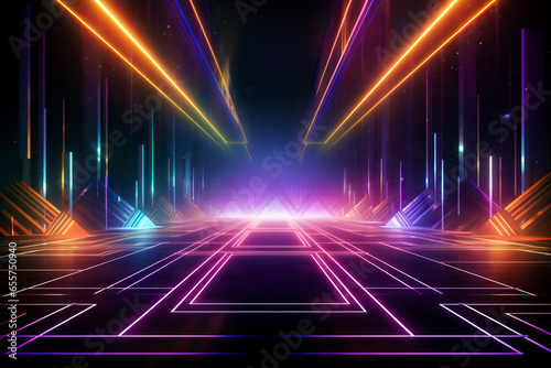 Abstract background with neon lights.